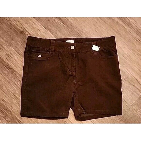 NWOT Women's Corduroy Shorts Large Brown 100% Cotton Pockets - Picture 1 of 7